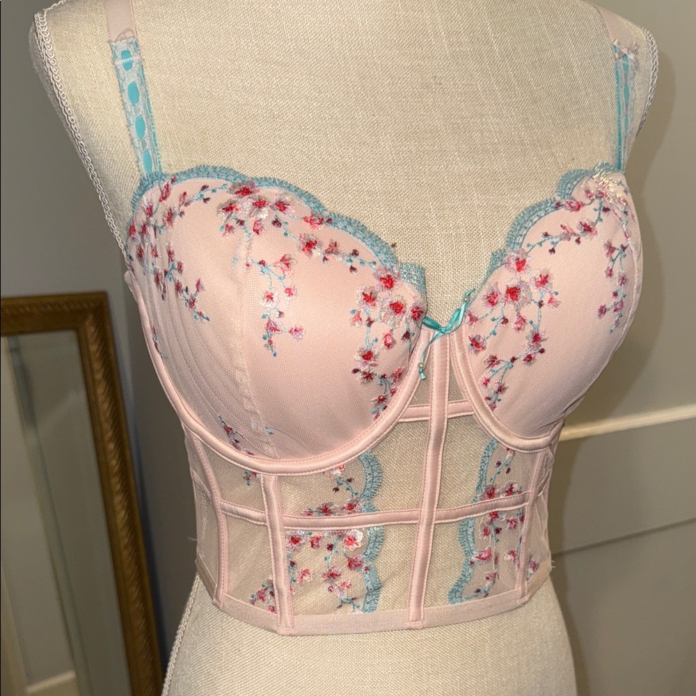 Victoria's Secret Pink and Blue Floral Bustier